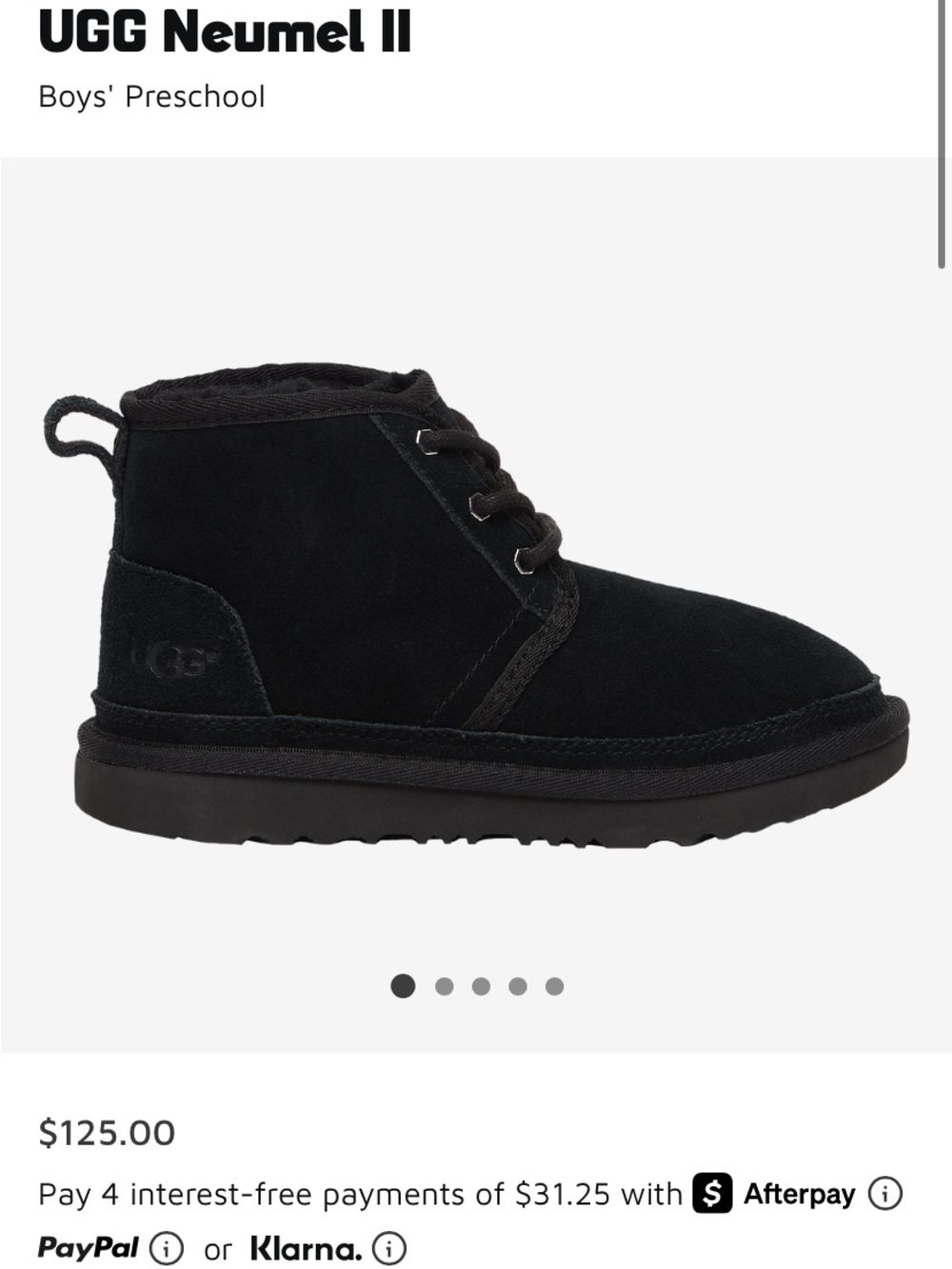 UGG Boys' Neumel II Black Suede Ankle Boots